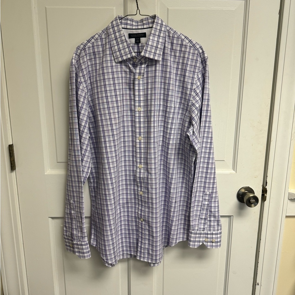Banana Republic Mens purple plaid button down shirt